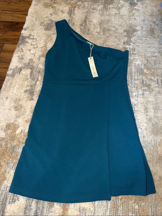 She + Sky Dresses & Skirts - She + Sky One-Shoulder Teal Cocktail Dress